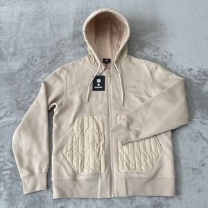 Mackage Cruz Full Zip Hoodie Mens Large Beige Duck Down Trench $590 New NWT